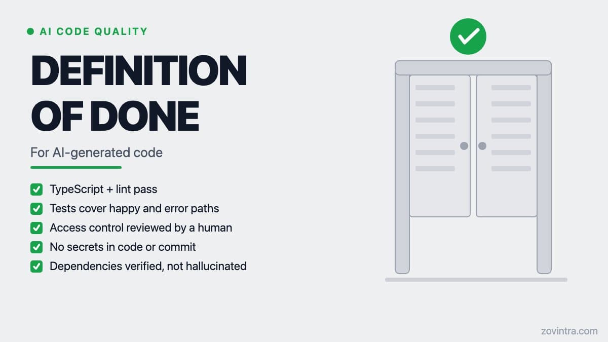 A Definition of Done for AI-Generated Code