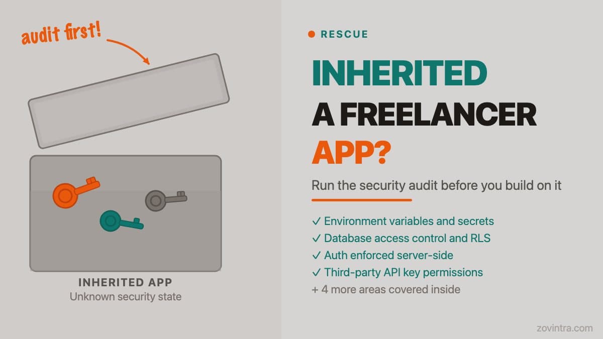 Inherited an App From a Freelancer? A Security Audit Before You Build On It