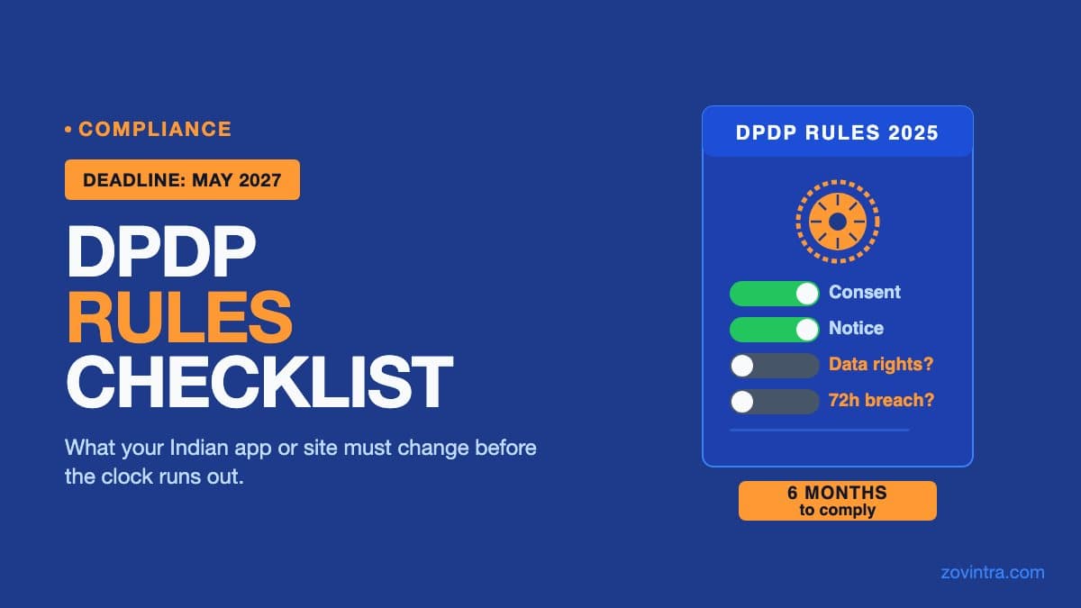 DPDP Rules 2027: What an Indian Small App or Site Must Change (Product Checklist)