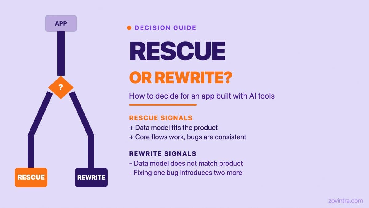 Rescue or Rewrite? How to Decide for an App Built With AI Tools