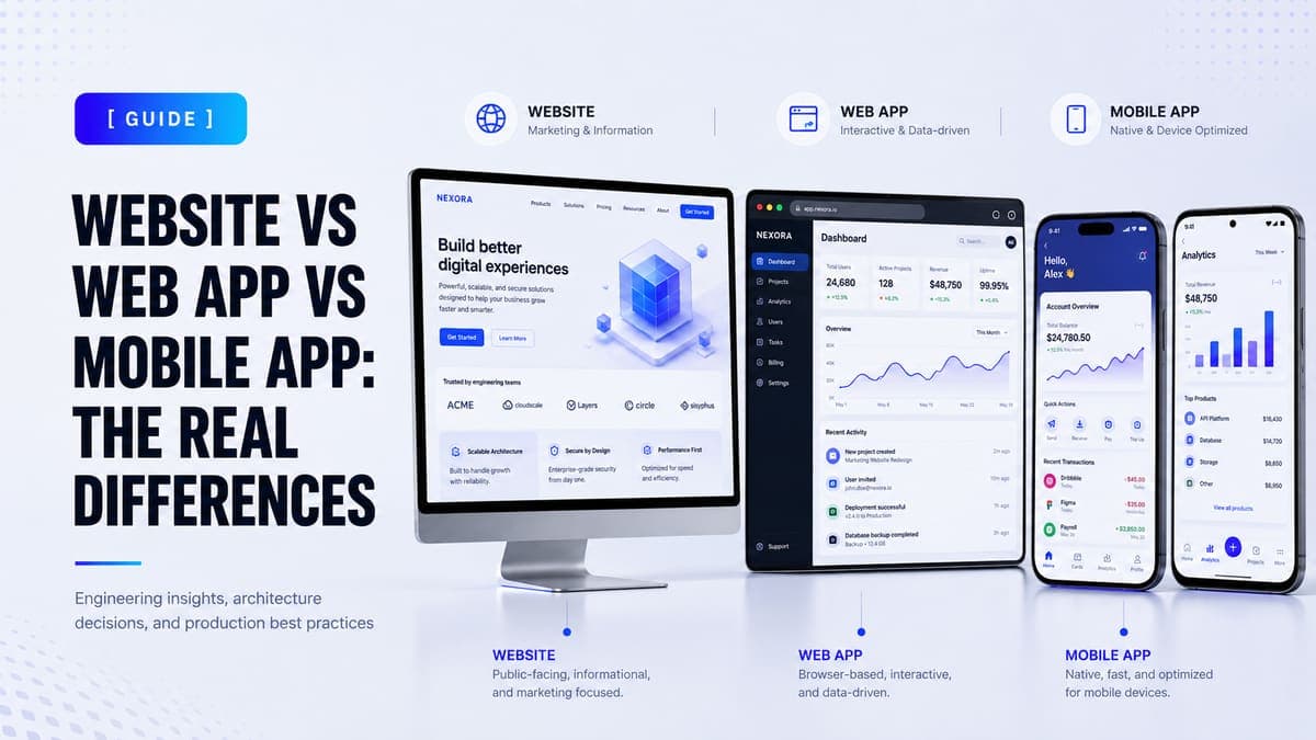 Website vs Web App vs Mobile App: The Real Differences