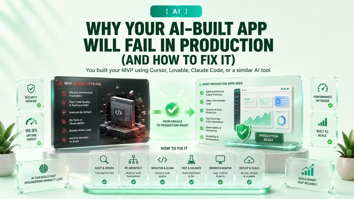 Why Your AI-Built App Will Fail in Production (And How to Fix It)
