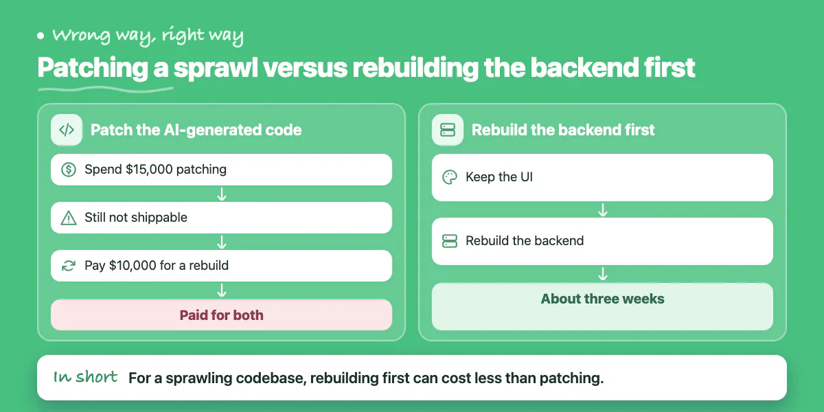 Wrong way: patch then rebuild. Right way: rebuild the backend first and keep the UI